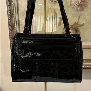 Gianni Bernini Black Patent Leather Shoulder Bag
